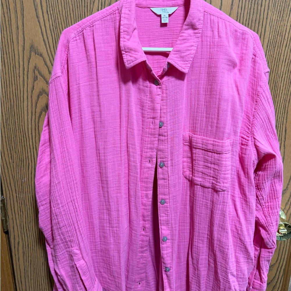 Vibrant Pink Cotton Shirt XL